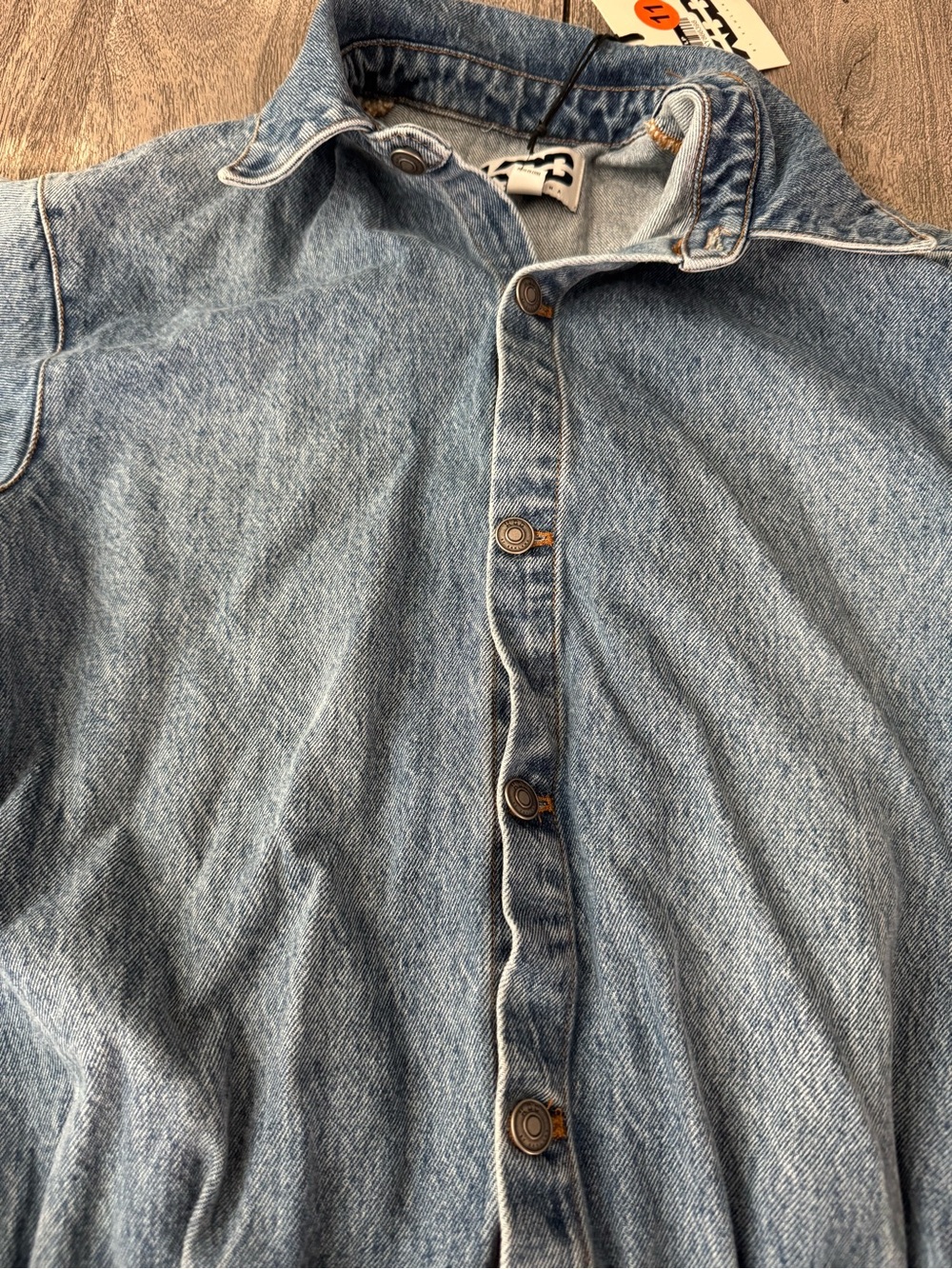 Light Blue Denim Mini Dress with Button-Front and Pocket - will fit a small - Picture 4 of 6